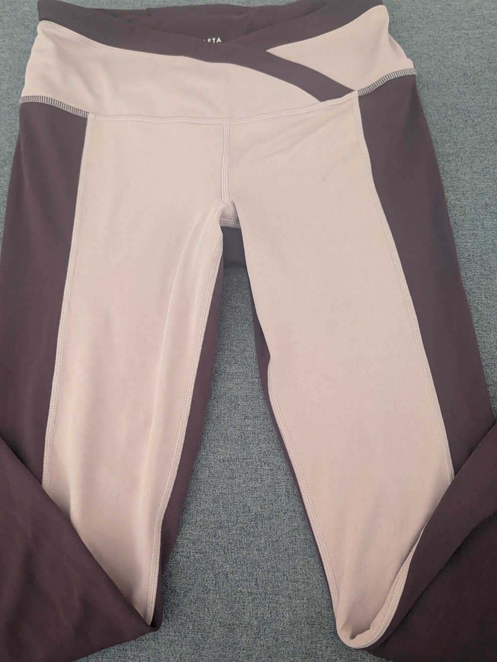 Athleta Powervita Chroma 7/8 Leggings- Burgundy and Pink Colorblock